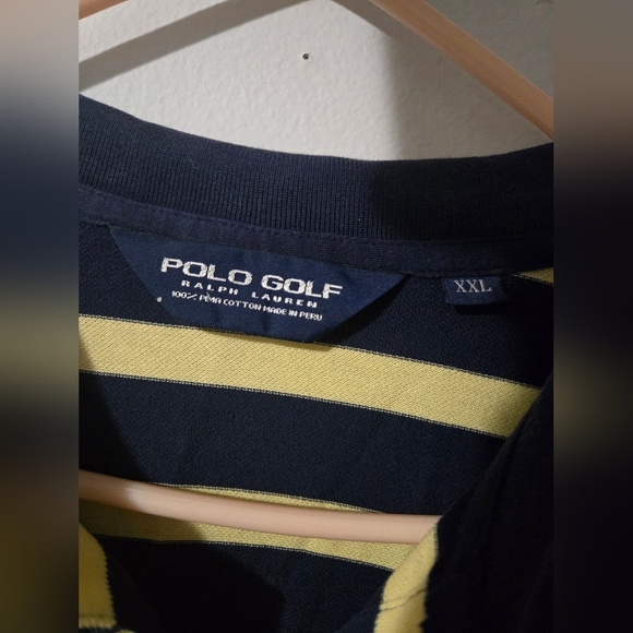 Ralph Lauren Polo Golf Pima Cotton Shirt Navy Blue Yellow Mens Size XXL - Picture 4 of 4